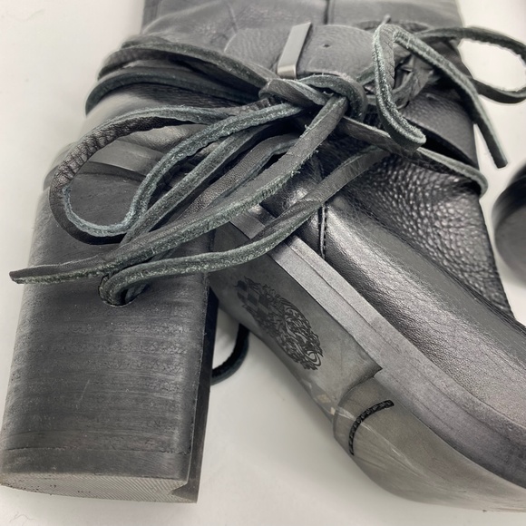 Vince Camuto Chunky‎ Heel Lace Buckle Leather Moto Style Boots - Picture 2 of 11